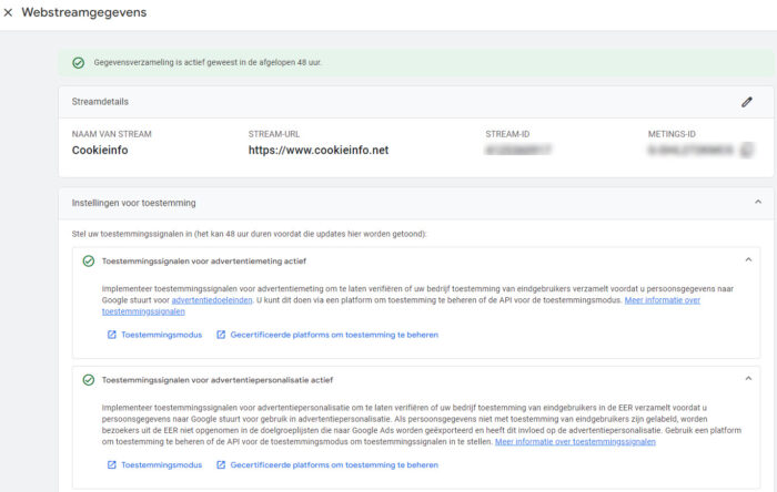 Controleer Google Consent Mode in  Google Analytics 4-CookieInfo