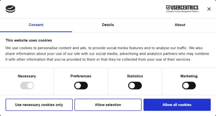 Cookiebot Swift banner van Usercentrics